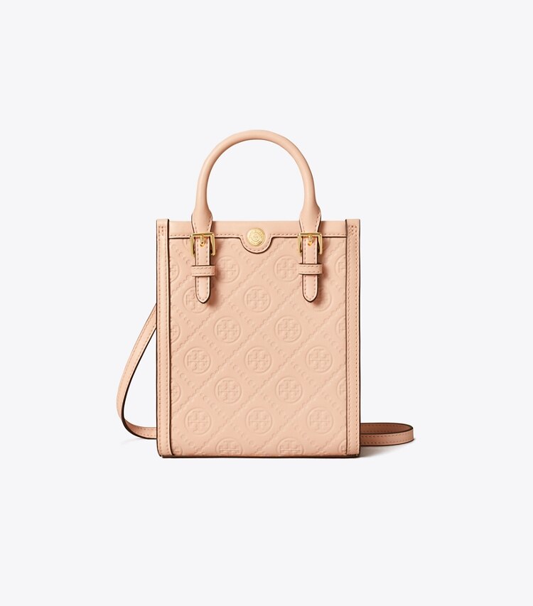 Tory Burch designer crossbody bags Mini Tote Bag aus Leder mit T-Monogramm in Blush front