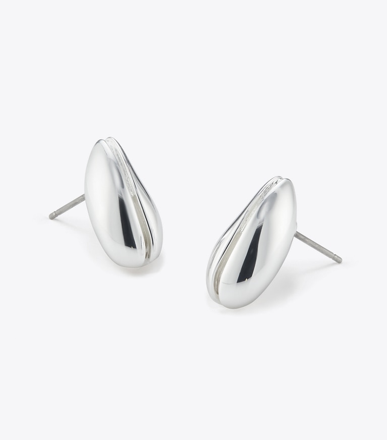 Tory Burch designer イヤリング＆ピアス ウェーブ ミニ ピアス in Light Silver front