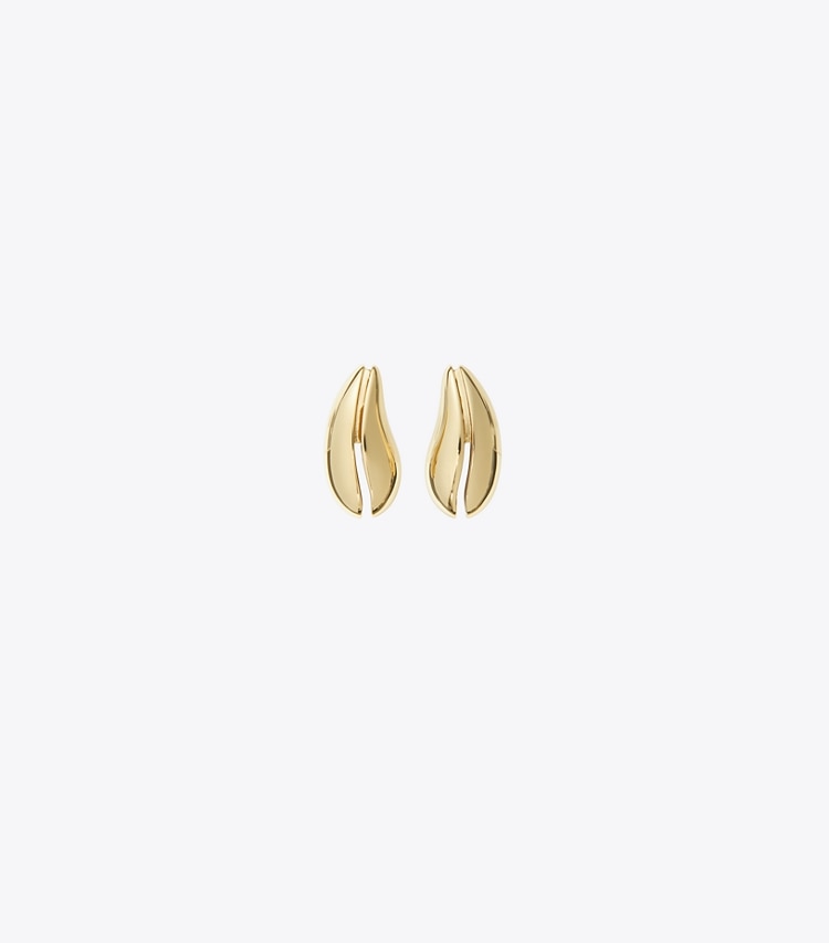 Tory Burch designer earrings Mini Wave Earring in Light Brass front