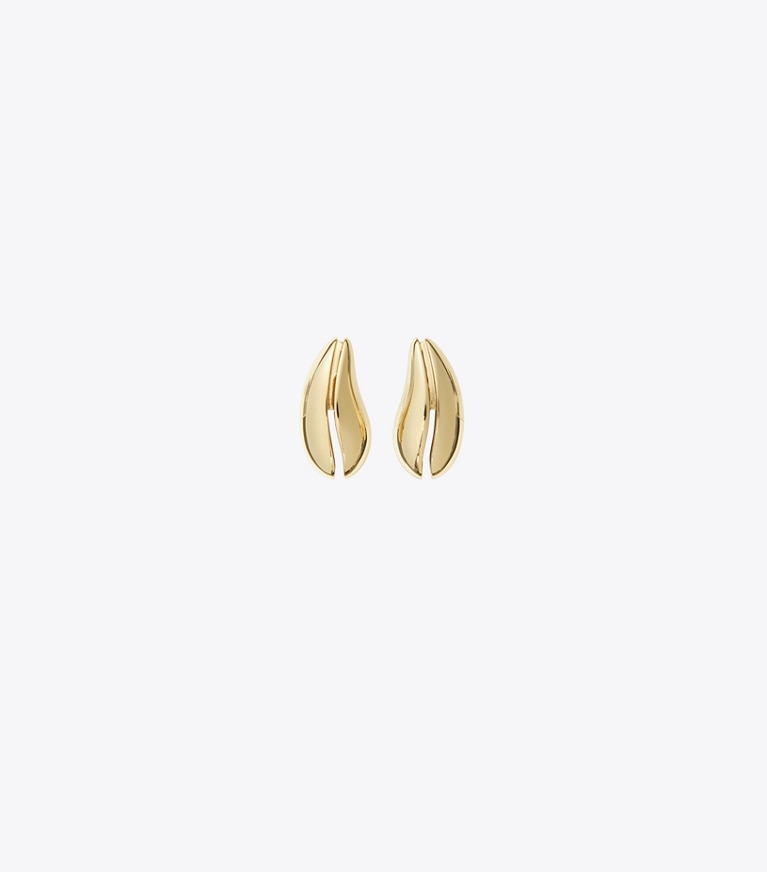 Tory Burch designer earrings Mini Wave Earring in Light Brass front