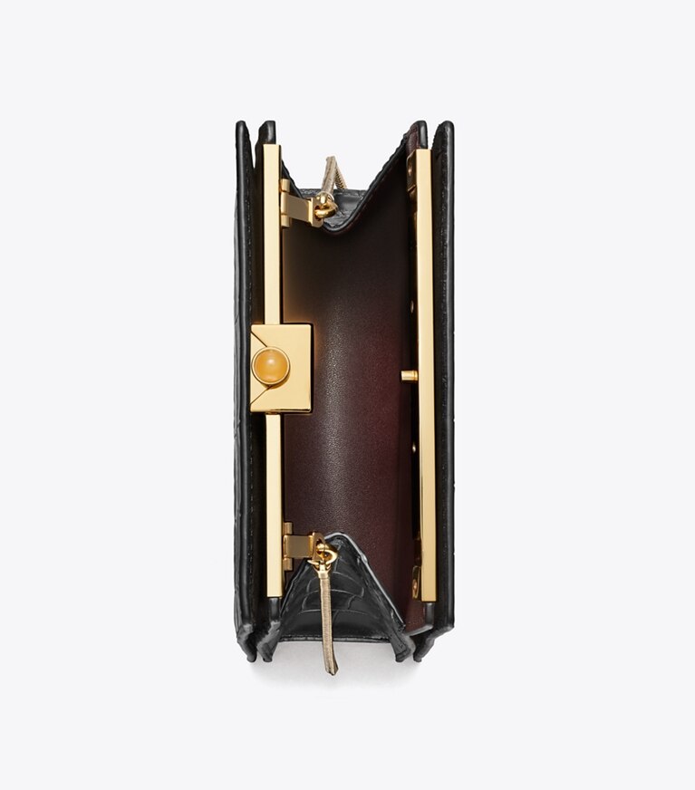 Tory Burch designer borse a spalla Minibag in pelle a rilievo effetto coccodrillo in Black angle