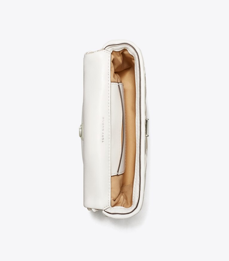 Tory Burch designer borse a spalla Minibag in tela Kira intrecciata con pattina in Natural / Blanc angle