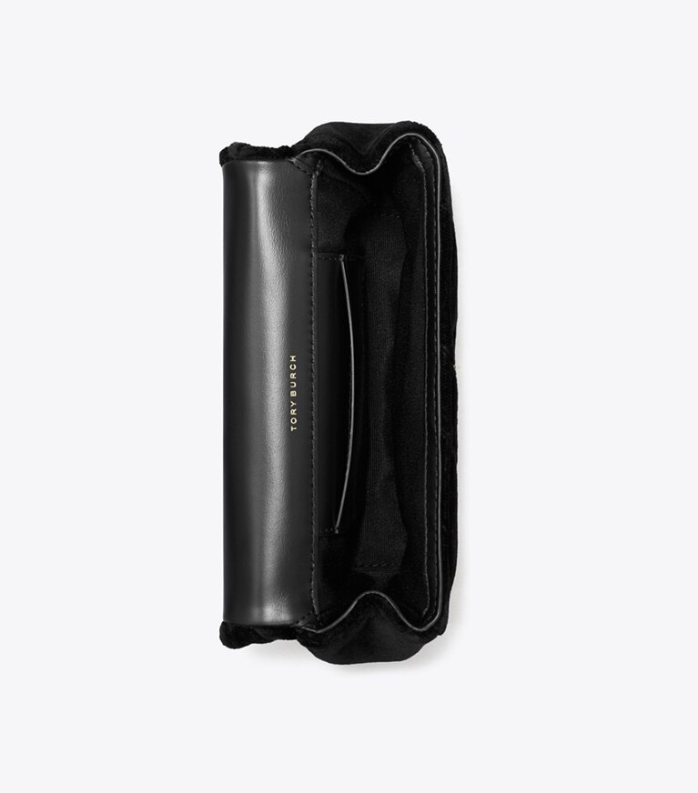 Tory Burch designer borse a spalla Minibag Kira in velluto con pattina ed effetto a drappeggio in Black angle