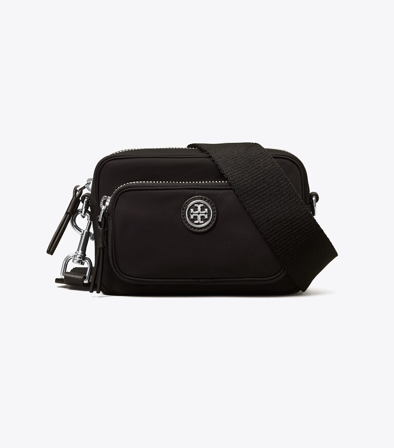 Tory Burch diseñador bolsos bandolera Minibandolera de nailon en Black frontal