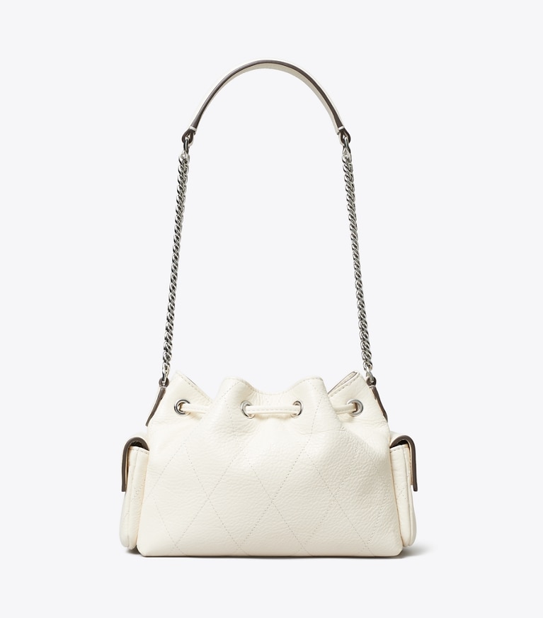 Tory Burch diseñador bolsos bandolera Minibolso de hombro Charlie acolchado con cordón ajustable en Light Cream parte trasera
