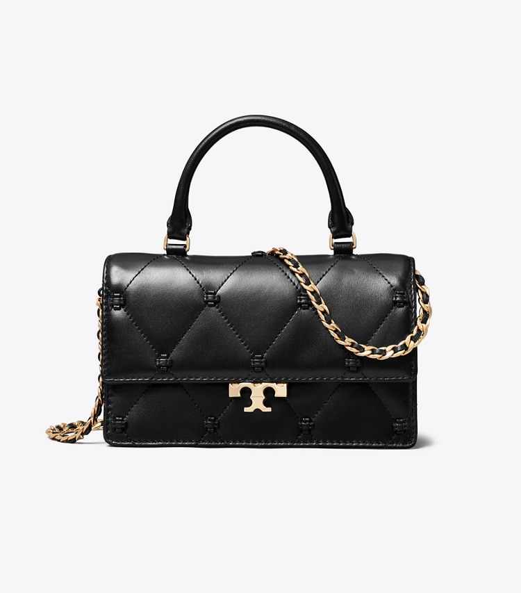 Tory Burch diseñador bolsos bandolera Minibolso de mano Bunny Knot en Black frente