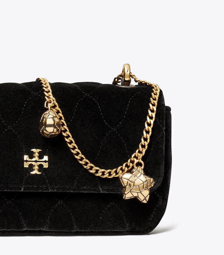 Tory Burch diseñador bolsos bandolera Minibolso Kira de terciopelo con solapa en Black detalle