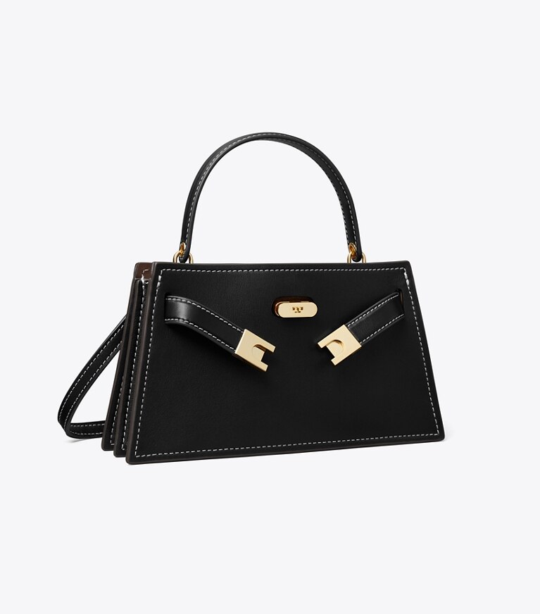 Tory Burch diseñador bolsos bandolera Minibolso Lee Radziwill con asa superior en Black ángulo