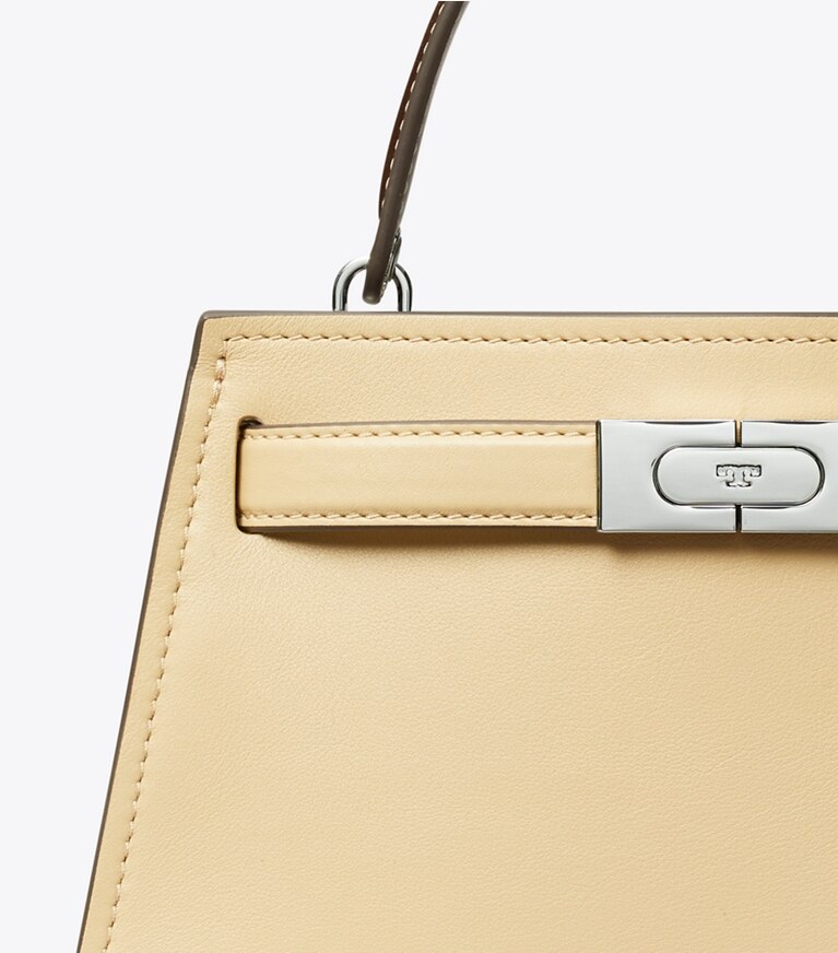 Tory Burch diseñador bolsos bandolera Minibolso Lee Radziwill con asa superior en Praline detalle