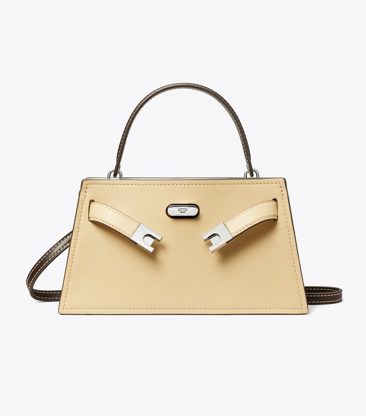 Tory Burch diseñador bolsos bandolera Minibolso Lee Radziwill con asa superior en Praline frontal