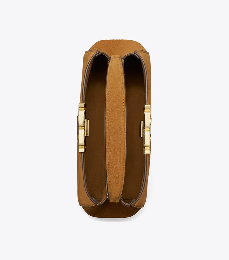 Tory Burch diseñador bolsos bandolera Minibolso satchel Eleanor de ante en Caramel desde arriba