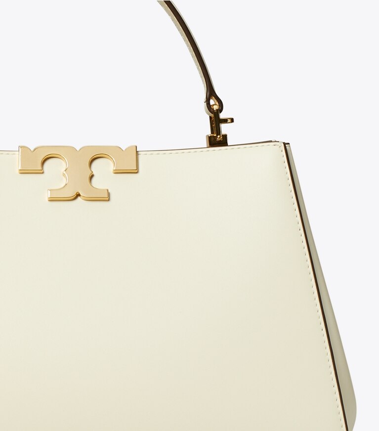 Tory Burch diseñador bolsos satchel Minibolso satchel Eleanor en Warm White detalle