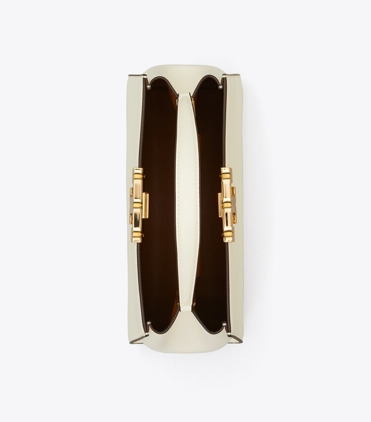 Tory Burch diseñador bolsos satchel Minibolso satchel Eleanor en Warm White desde arriba