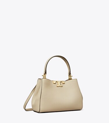 Tory Burch diseñador bolsos bandolera Minibolso satchel suave Eleanor en Light Stone ángulo
