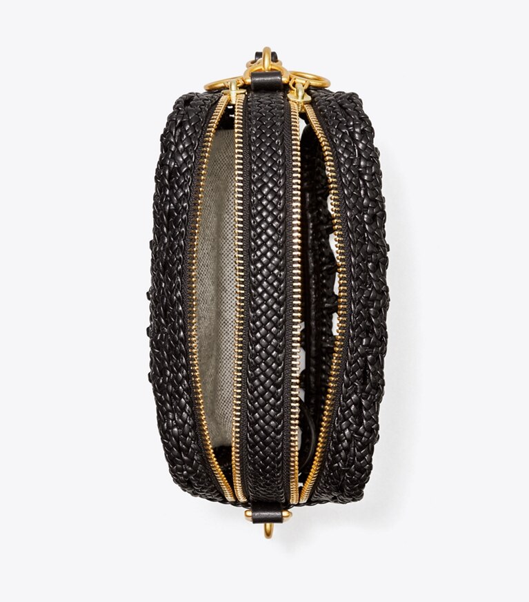 Tory Burch diseñador bolsos bandolera Minibolso tejido Perry Bombé en Black vista superior