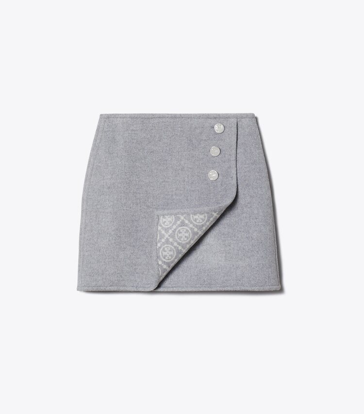Tory Burch diseñador prendas inferiores Minifalda con monograma de T en Gray Melange T Monogram Jacquard Combo B plegable y reversible