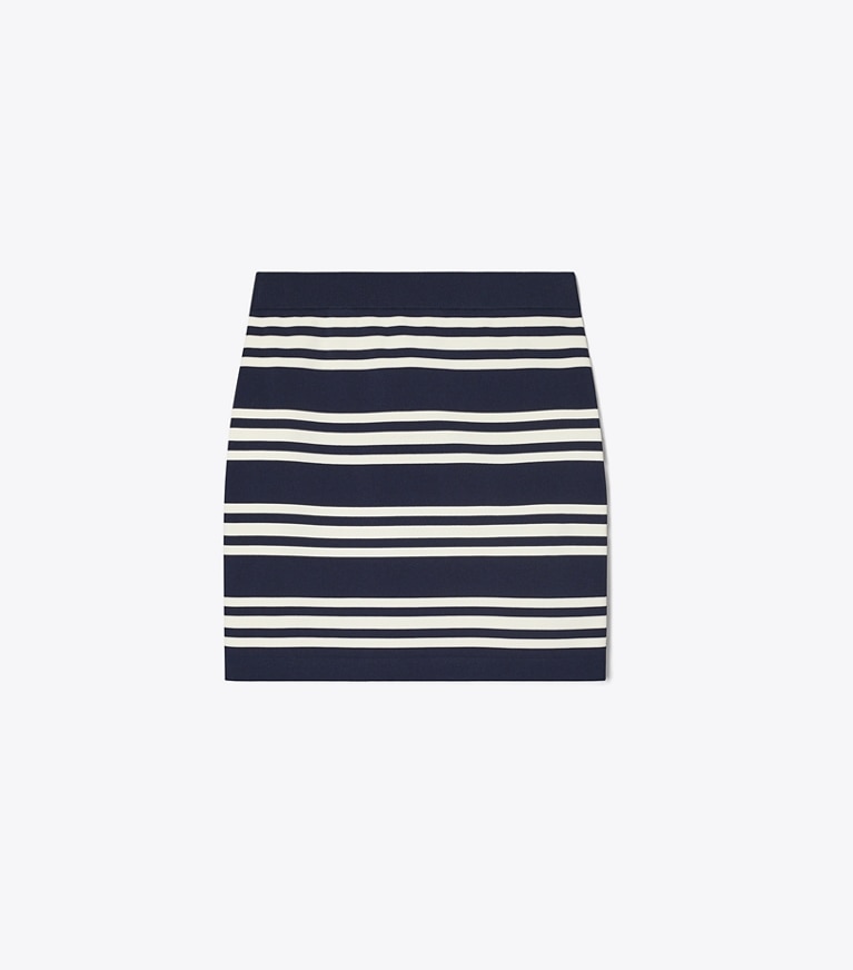 Tory Sport diseñador prendas inferiores Minifalda de viscosa en Tory Navy City Stripe frente