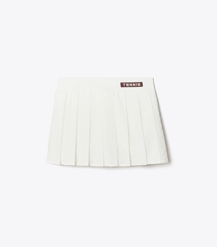 Tory Sport designer pantaloni Minigonna da tennis in terry jacquard in Snow White front