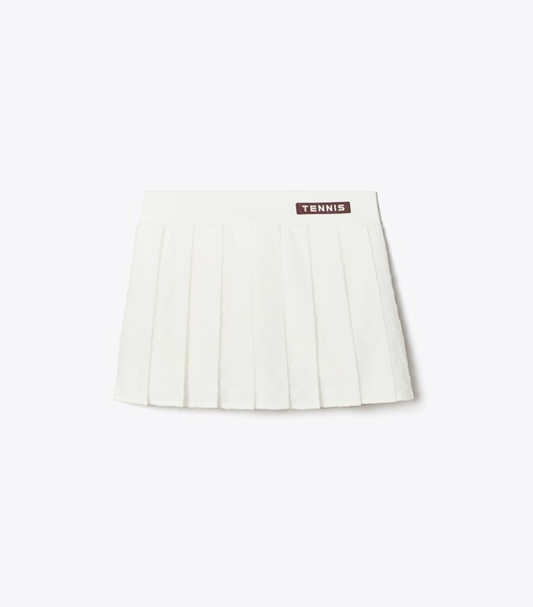 Tory Sport designer pantaloni Minigonna da tennis in terry jacquard in Snow White front
