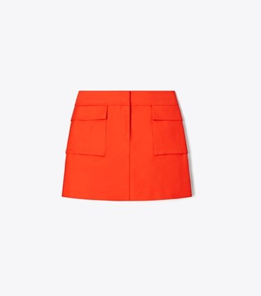 Tory Burch designer pantaloni Minigonna di cotone in Blazing Red front