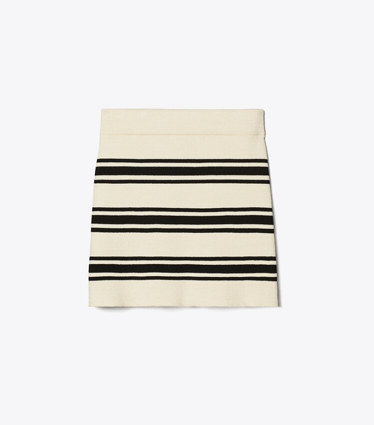 Tory Burch designer paréos Minijupe rayée dans New Ivory City Stripe de face