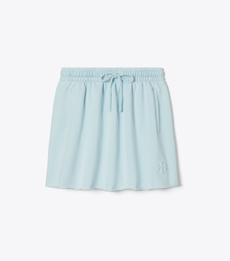 Tory Sport designer unterteile Minirock aus French Terry in Pastel Sky front