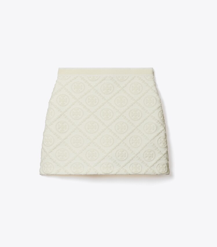 Tory Burch designer unterteile Minirock aus Jacquard mit T-Monogramm in Light Fresh Ivory T Monogram front