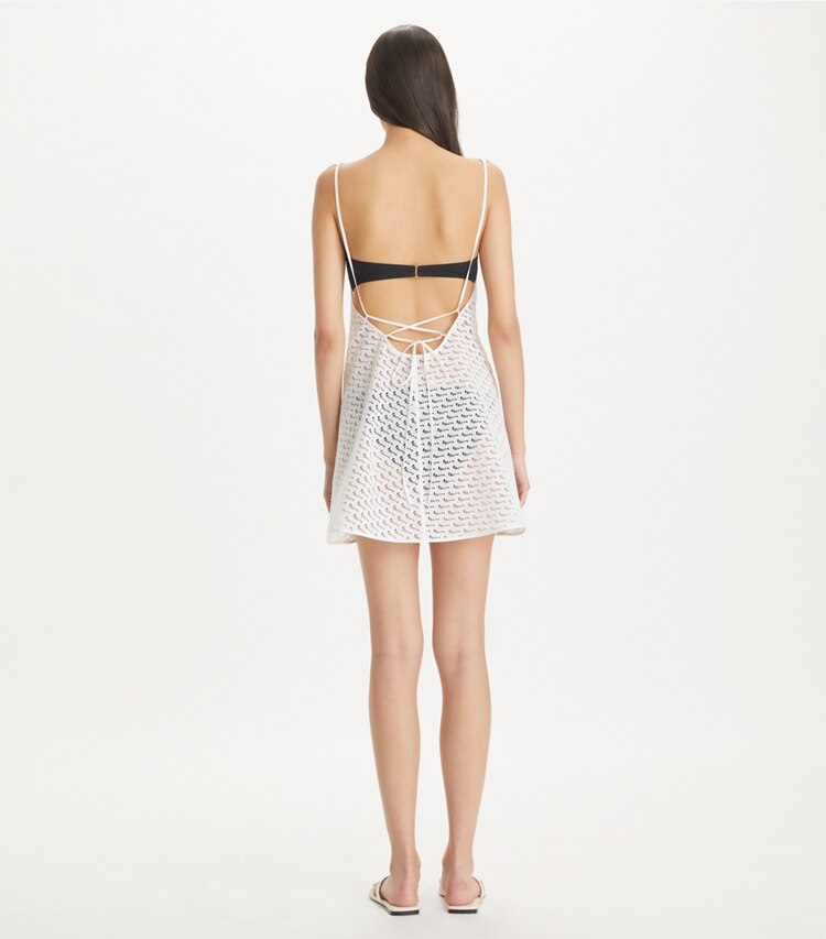 Tory Burch diseñador pareos Minivestido de broderie en White parte posterior en modelo