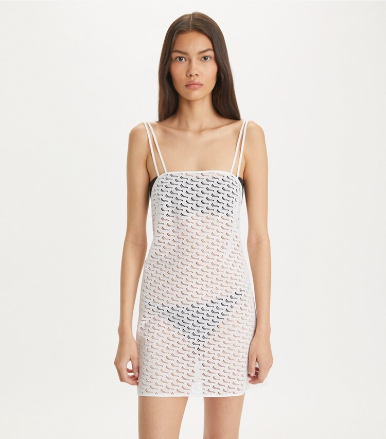 Tory Burch diseñador pareos Minivestido de broderie en White detalle en modelo