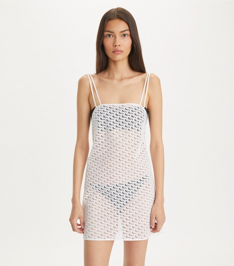 Tory Burch diseñador pareos Minivestido de broderie en White detalle en modelo