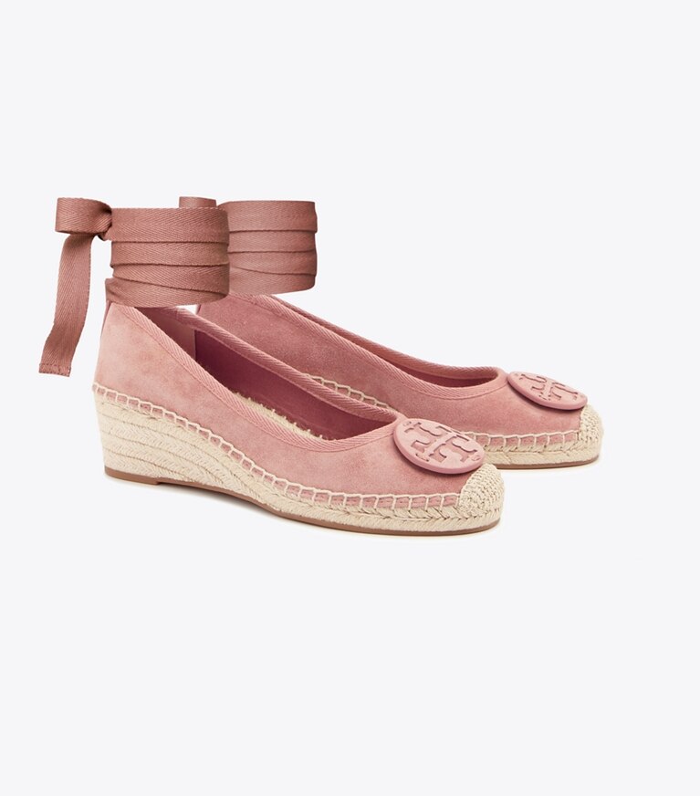 Tory Burch designer espadrilles Minnie Ballet Wedge Espadrille in MALVA angle