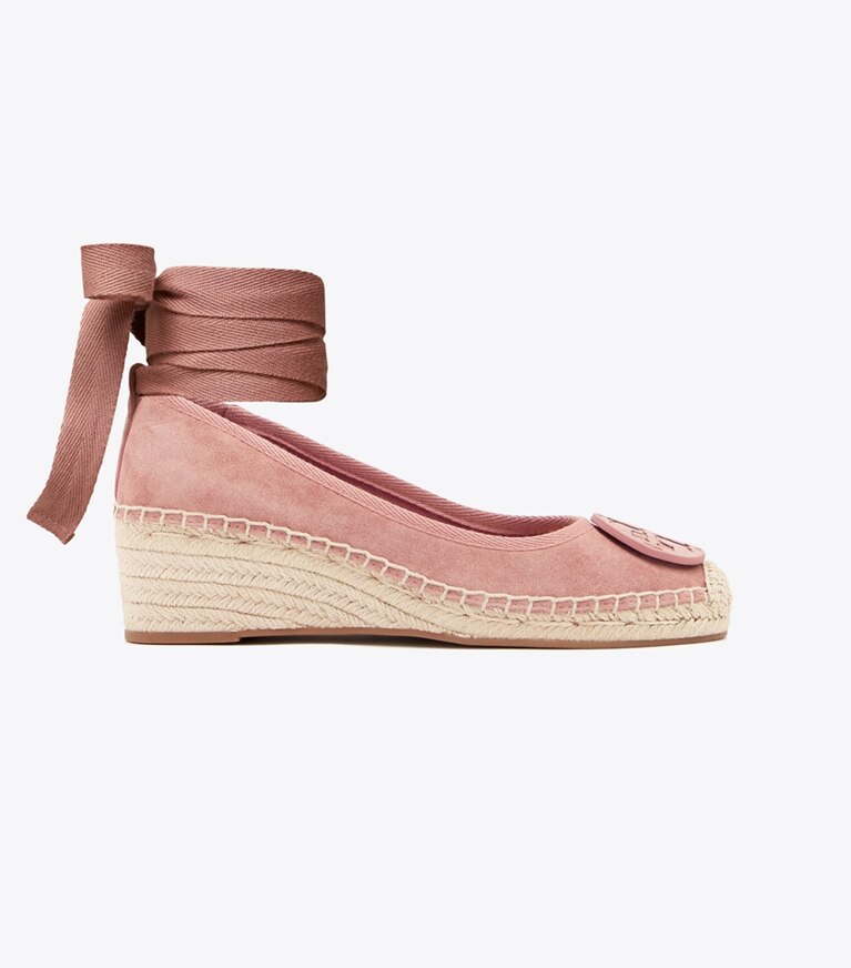 Tory Burch designer espadrilles Minnie Ballet Wedge Espadrille in MALVA angle