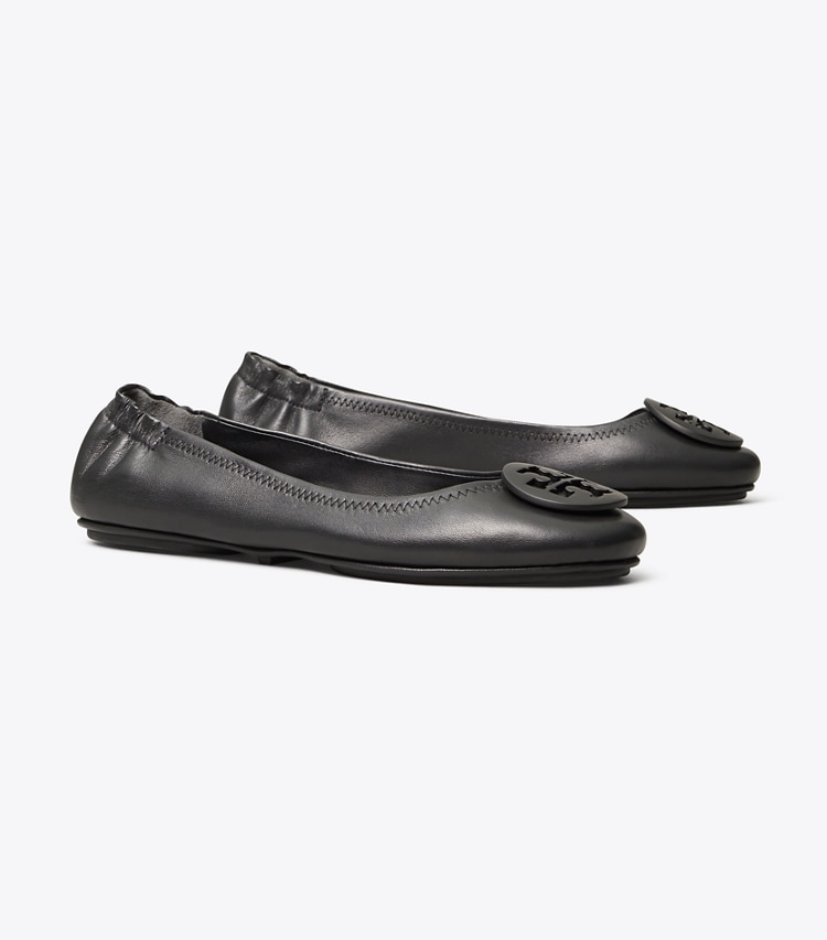 Tory Burch designer loafers Minnie Reise-Ballerina Mit Logo in Perfect Black angle