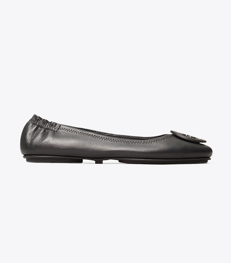 Tory Burch designer loafers Minnie Reise-Ballerina Mit Logo in Perfect Black angle
