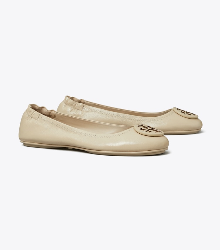 Tory Burch designer loafers Minnie Reiseballerina in STONE GRAY angle