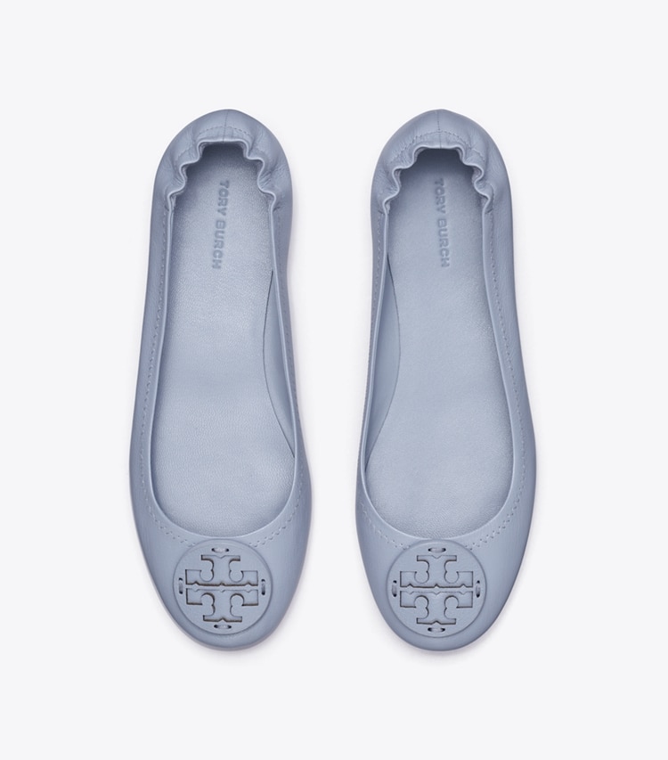Tory Burch designer loafers Minnie Reiseballerina in DEW BLUE von oben