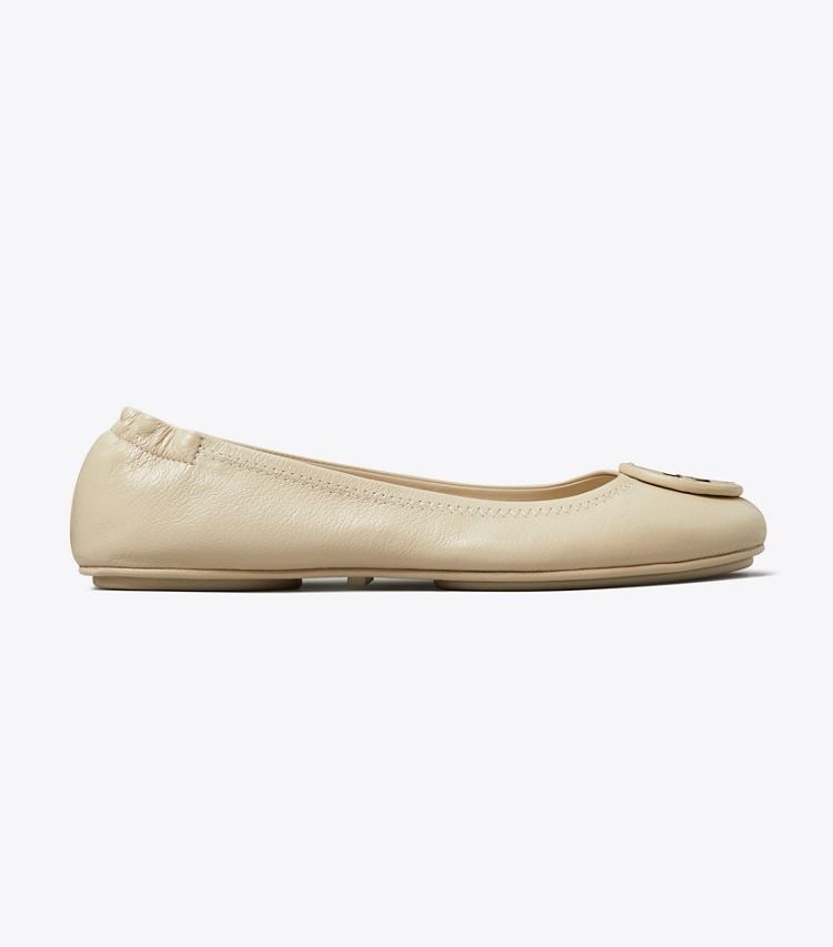 Tory Burch designer loafers Minnie Reiseballerina in STONE GRAY side