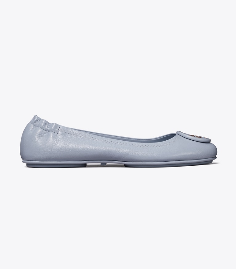 Tory Burch designer loafers Minnie Reiseballerina in DEW BLUE angle