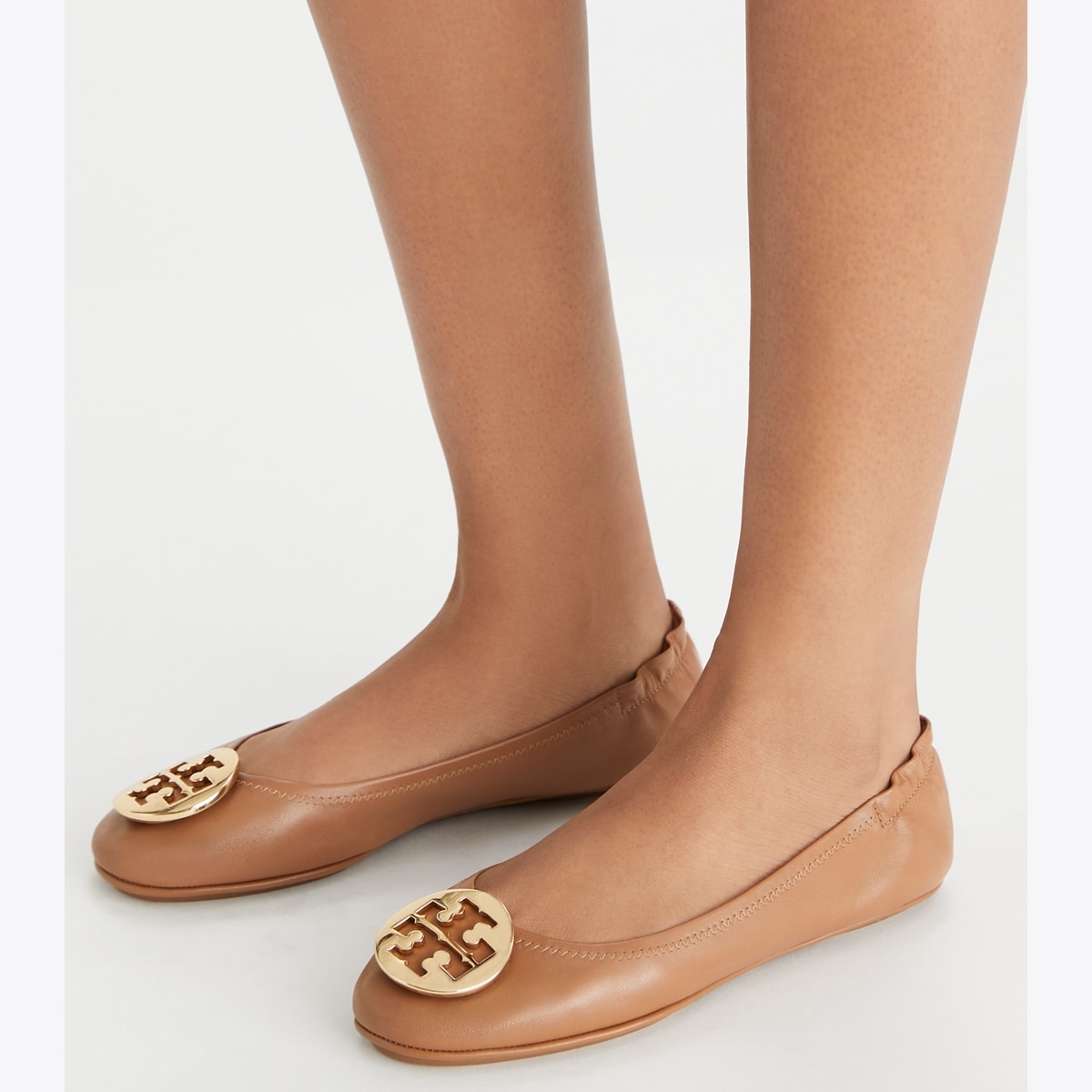 Tory Burch MINNIE TRAVEL BALLET FLAT in Royal Tan/Gold Originally $228 store