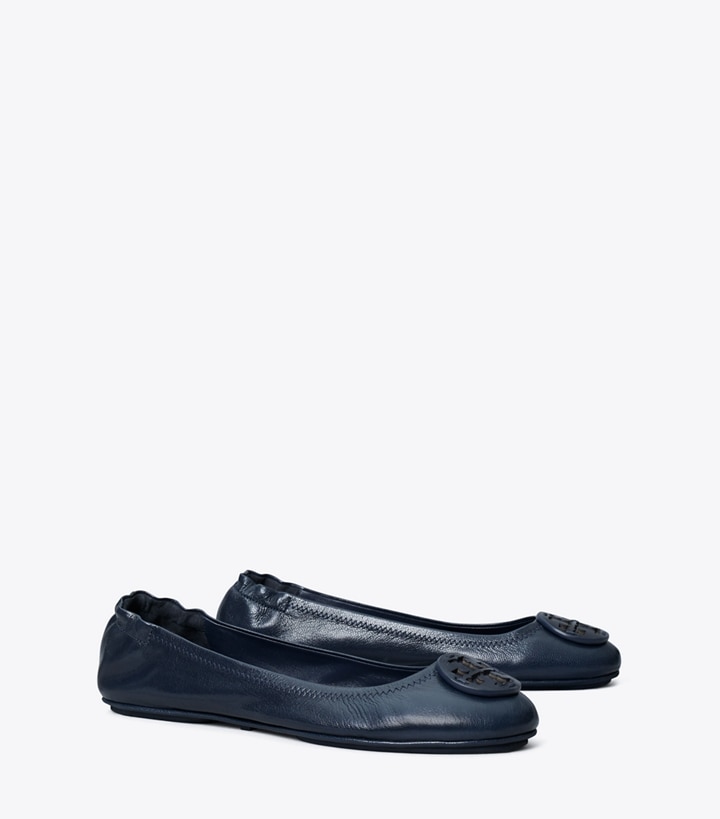 Tory Burch designer flats Minnie Travel Ballet in NEW NAVY angle