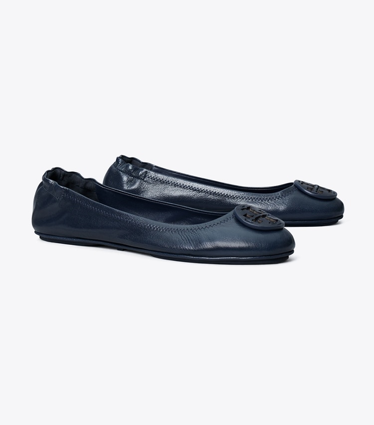 Tory Burch designer flats Minnie Travel Ballet in NEW NAVY angle