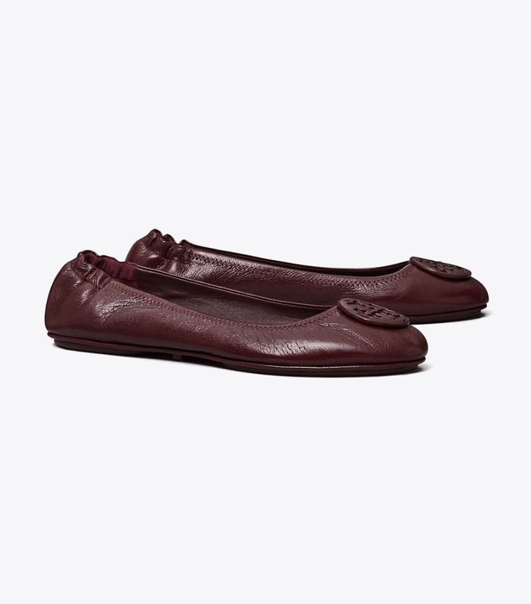 Tory Burch designer flats Minnie Travel Ballet in PLUM angle