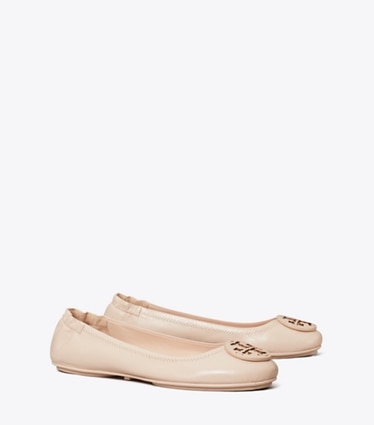 Tory Burch designer flats Minnie Travel Ballet in SOFT PINK angle