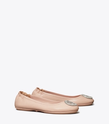 Tory Burch designer flats Minnie Travel Ballet in SHELL PINK angle