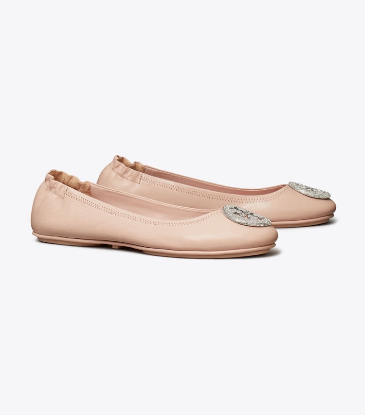 Tory Burch designer flats Minnie Travel Ballet in SHELL PINK angle