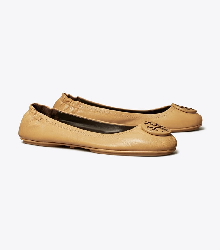 Tory Burch designer flats Minnie Travel Ballet in GINGER SHORTBREAD angle