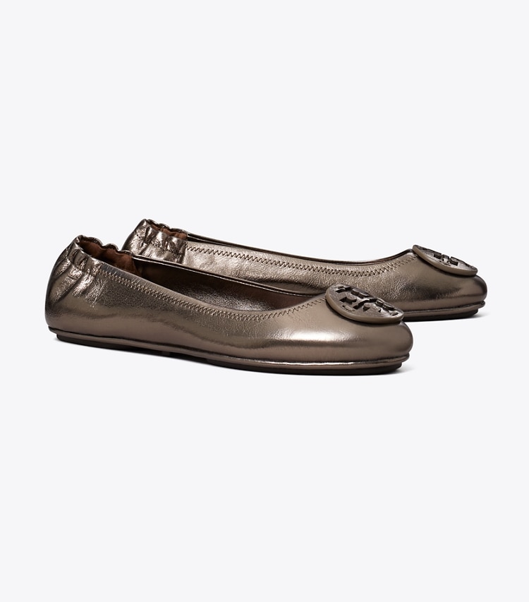 Tory Burch designer flats Minnie Travel Ballet in SPRING PEWTER angle