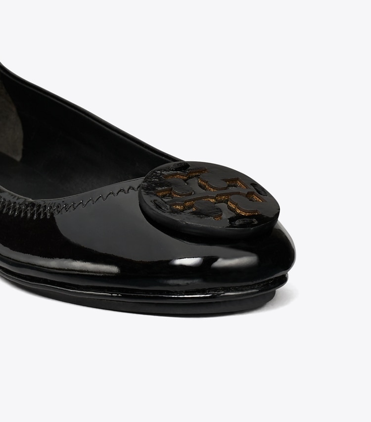 Tory Burch designer flats Minnie Travel Ballet in PERFECT BLACK detail