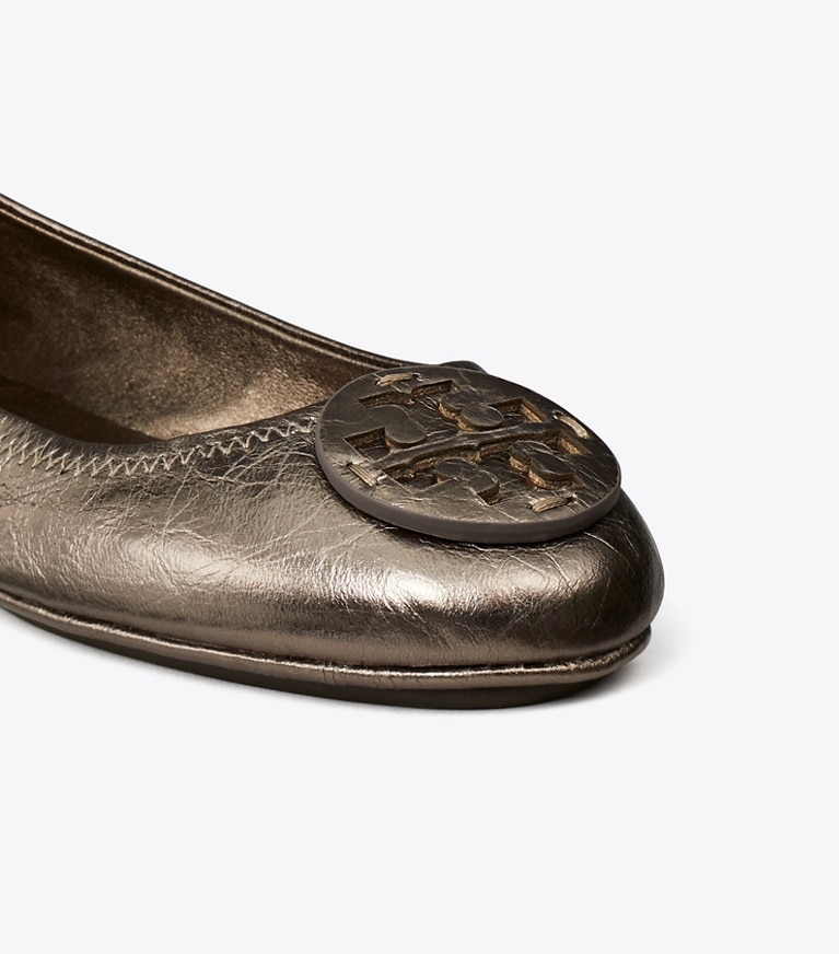 Tory Burch designer flats Minnie Travel Ballet in SPRING PEWTER angle