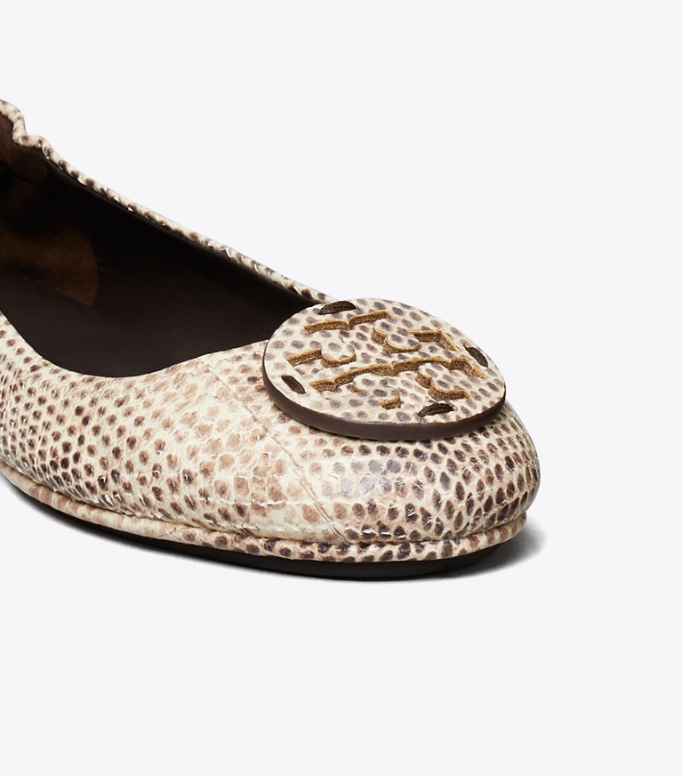Tory Burch designer flats Minnie Travel Ballet in CREAM ROCCIA angle